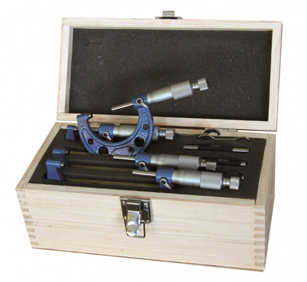 Outside micrometer set 0 - 100 mm 4 pieces DIN 863