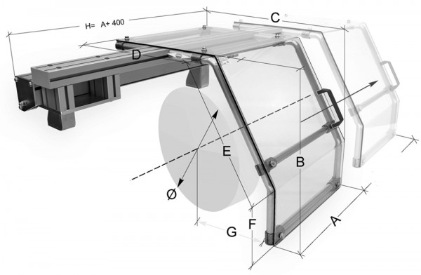 Safety hood, slidable, for chuck-Ø 600-700 mm