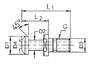 Pull stud, MAS BT, 45°, with bore, SK 50