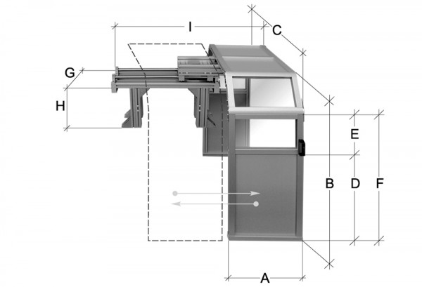 Safety hood bilateral, slideable, 1500 mm